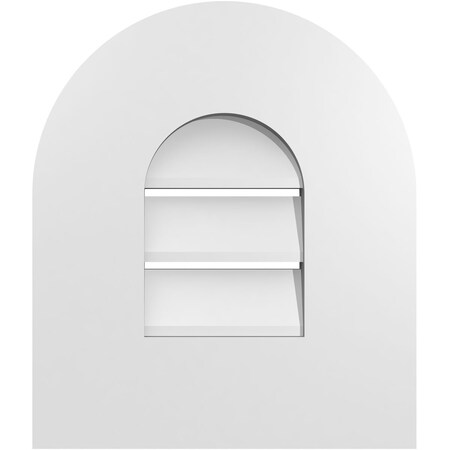 Ekena Millwork Round Top Surface Mount PVC Gable Vent: Functional, w/ 3-1/2"W x 1"P Standard Frame, 12"W x 14"H GVPRT12X1401SF